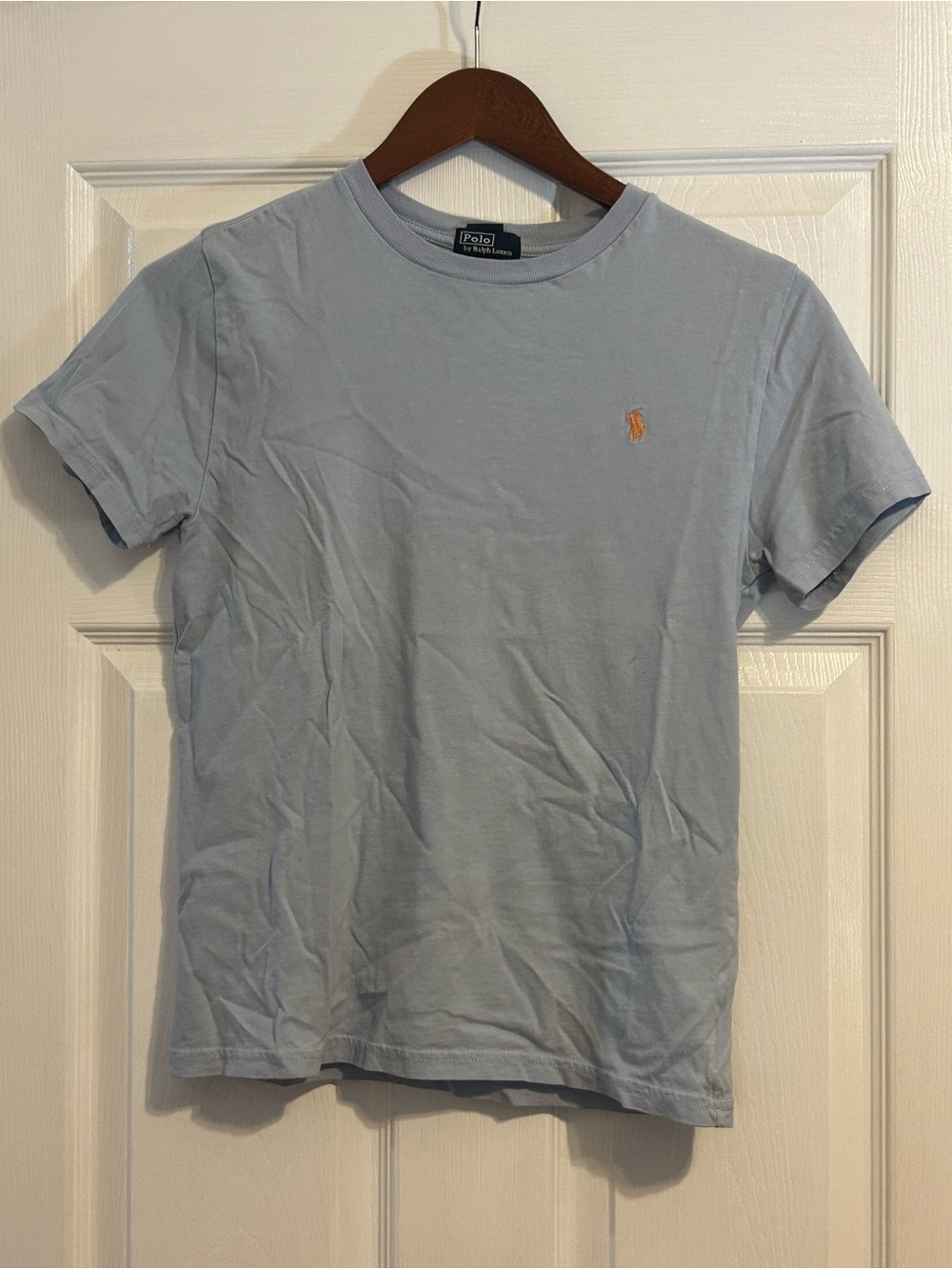 Ralph Lauren Light Blue Short Sleeve Crewneck T-Shirt with Orange Pony